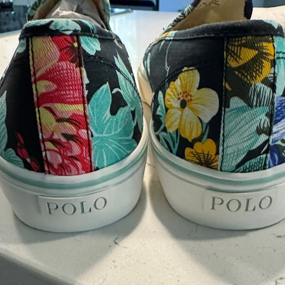 Polo Ralph Lauren Floral Slip-On Sneakers in Black Multicolor